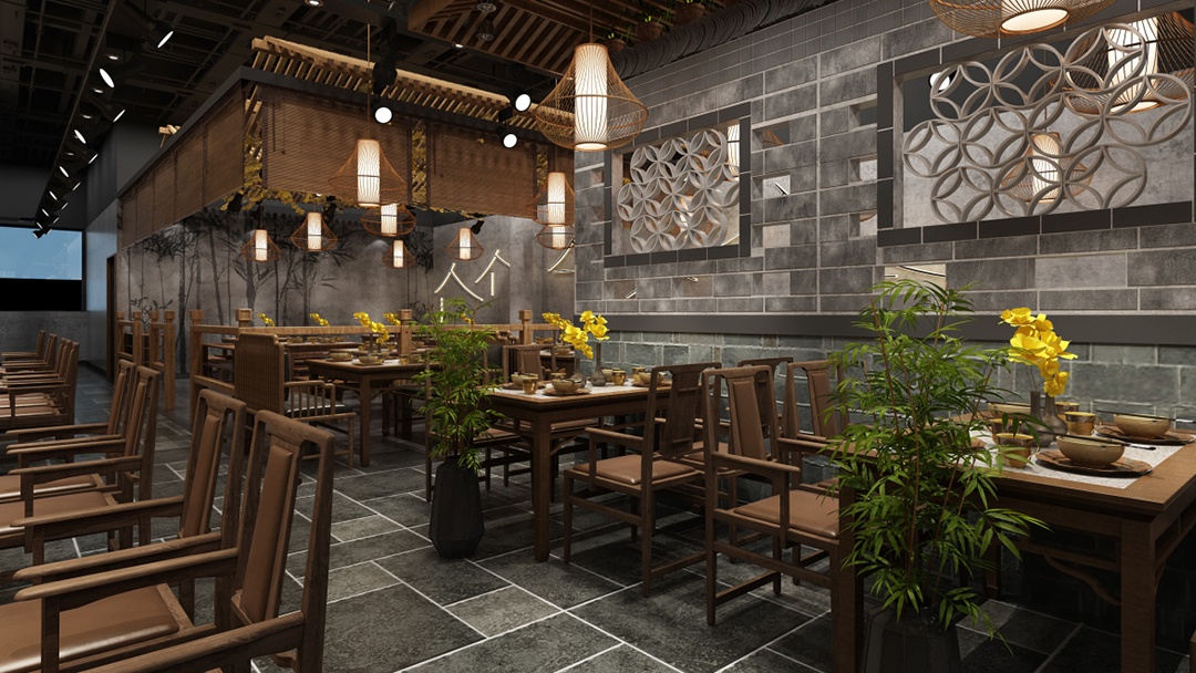杭州中古風快餐店裝修設計