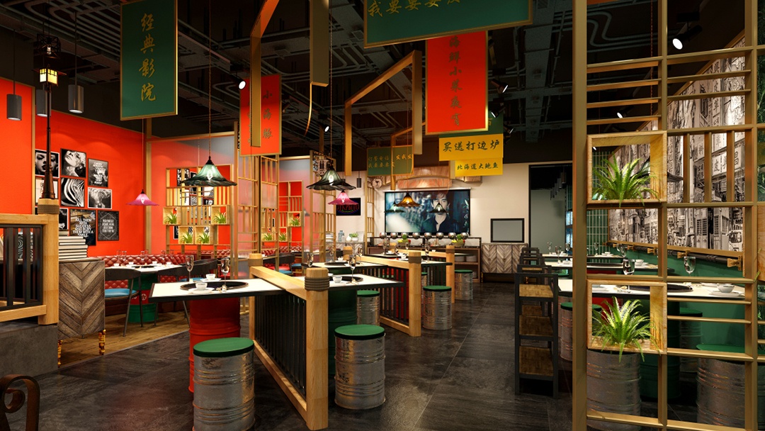 杭州懷舊風火鍋店裝修設計
